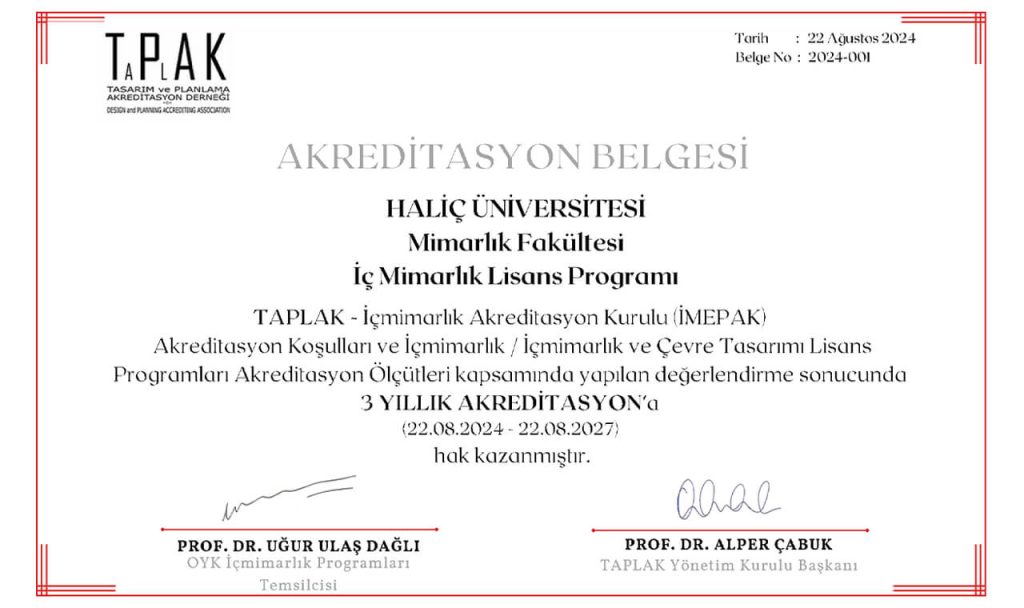 Mimarlik Fakültemizin İç Mimarlık ve Çevre Tasarımı Bölümü de Akredite Oldu