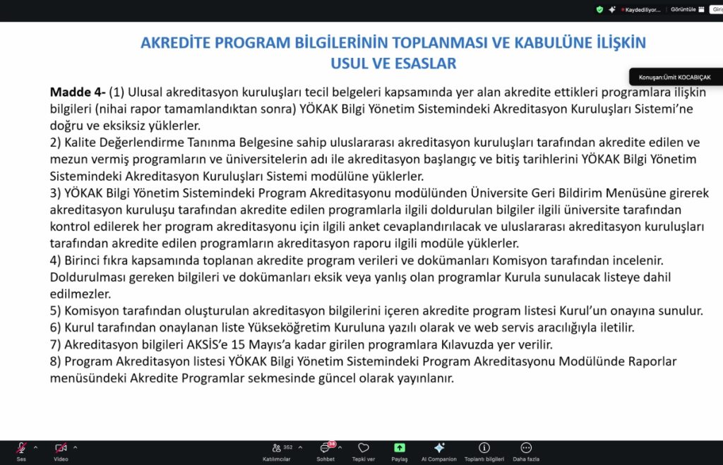 YÖKAK’tan Program Akreditasyonlarına İlişkin Bilgilendirme Toplantısı